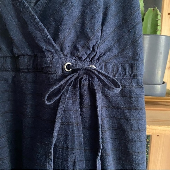 Patagonia Blue Black Stripe Island Hemp Crossover Dress - Picture 6 of 16